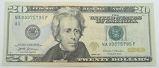2017 $20 Federal Reserve Note Boston LOW SERIAL NUMBER AU Condition - bop