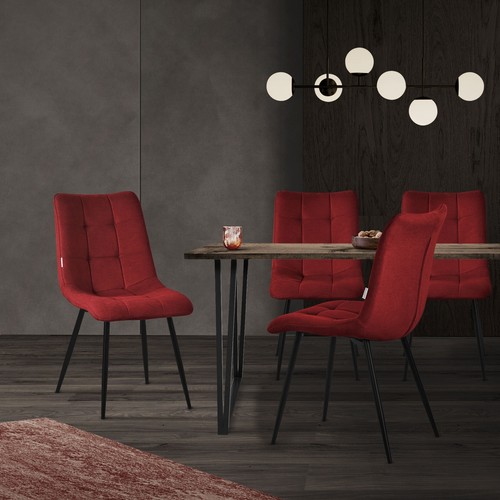 Set di 2x sedie da pranzo da cucina salotto in poliestere imbottite spugna rosso - Foto 7 di 7