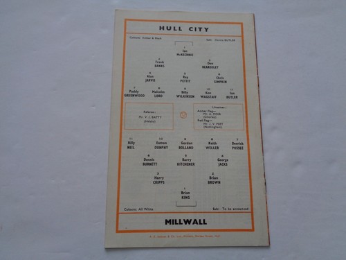 HULL CITY v MILLWALL - APRIL 5th, 1969 - DIVISION TWO - Picture 2 of 2