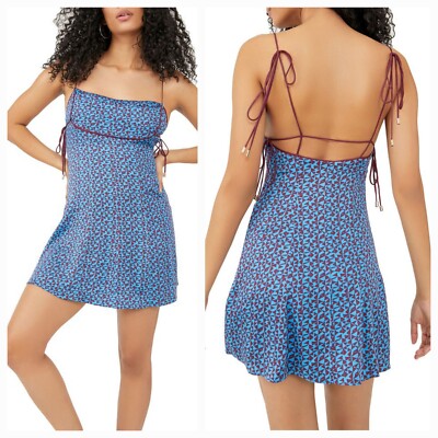 knee length dresses for ladies Free People Katana Mini Dress Deep Ocean Blue / S main image 1