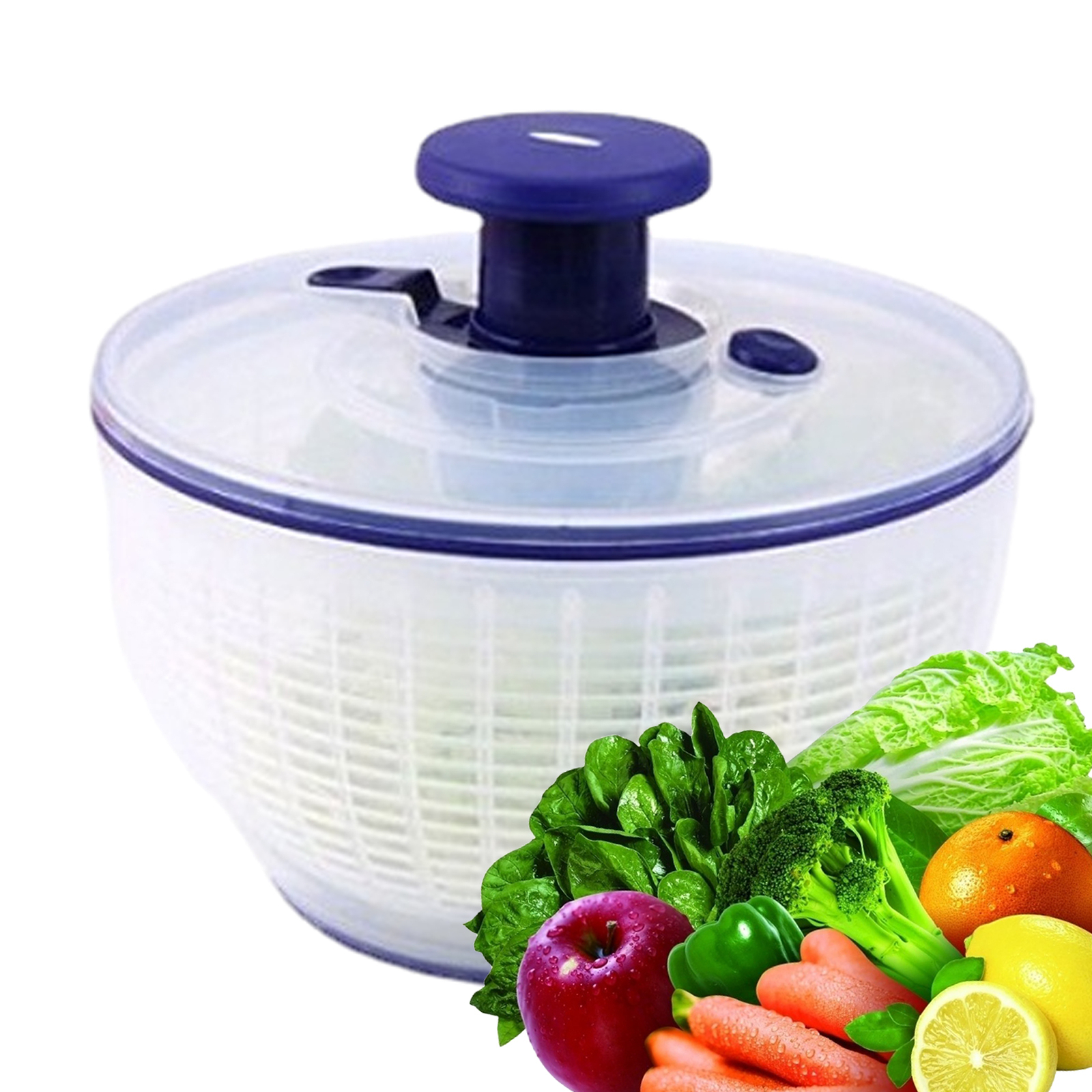 Portable Fruit & Salad Spinner Washer Bowl - Press-Type Draining Basket-image