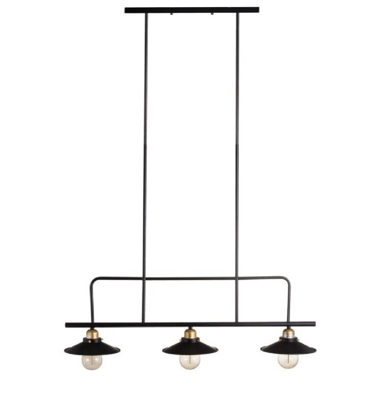 Candelabro de techo triple colgante negro y latón industrial ligero isla comedor