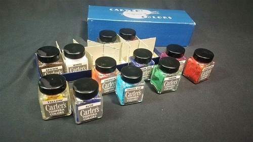 Carter's Tempera Colorful Paints Twelve Vintage Bottles