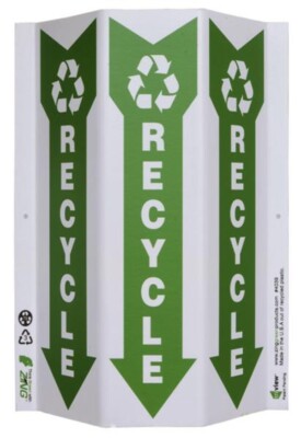 Recycle Tri-View Sign w/ Down Arrow