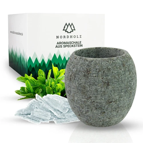NORDHOLZ® Sauna Aromaschale aus Speckstein Sauna Aufguss Stein Saunazubehör