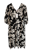 Lularoe Floral 3XL Skyler Button Front Midi Dress Pockets Puff Sleeves BW NEW!