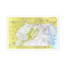 USA - Mid-Atlantic States 1 (1976) (Map) STICKER Vinyl Kiss-Cut Decal