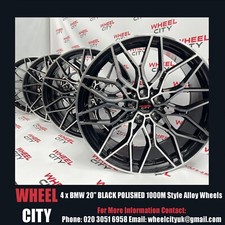 4 x BMW 20" BLACK POLISHED 1000M Style Alloy Wheels 5x112 3 4 5 6 7 8 series