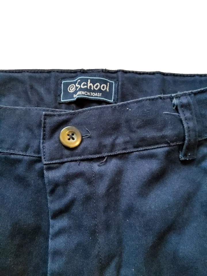 French Toast School Uniform Pants Boys 14 Husky Navy Blue Adjustable Waist - Image 2 of 4