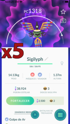 5x Sigilyph Pokemon Bundle !! Good Chance of Lucky and Good IVs !! Go