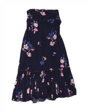 URBAN OUTFITTERS Womens Strapless Dress UK 12 Medium Navy Blue Floral BR10