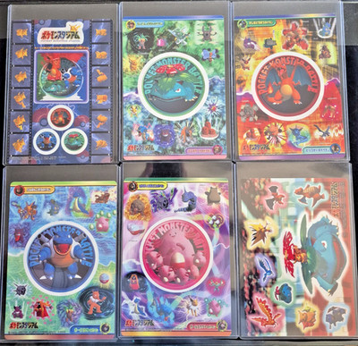 1999 Pokemon Stadium - 6 Jumbo CarddassW (Full Set) - Bandai Unpeeled Stickers