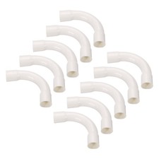 Pack of 10 PVC Conduit Coupler Elbow Fittings 20mm White Change Direction
