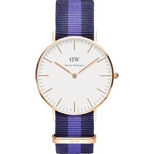 Daniel Wellington Rose Swansea Blue Purple Fabric Strap Womens Watch 0504DW