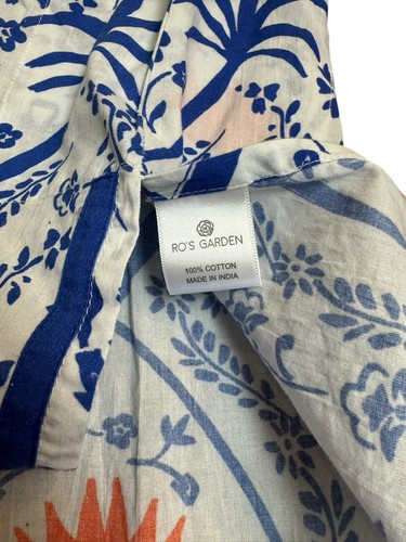 Ro's Garden Size Medium M Tunic Floral Blue & White Boho Beach Pockets NWT $175 - Picture 10 of 13