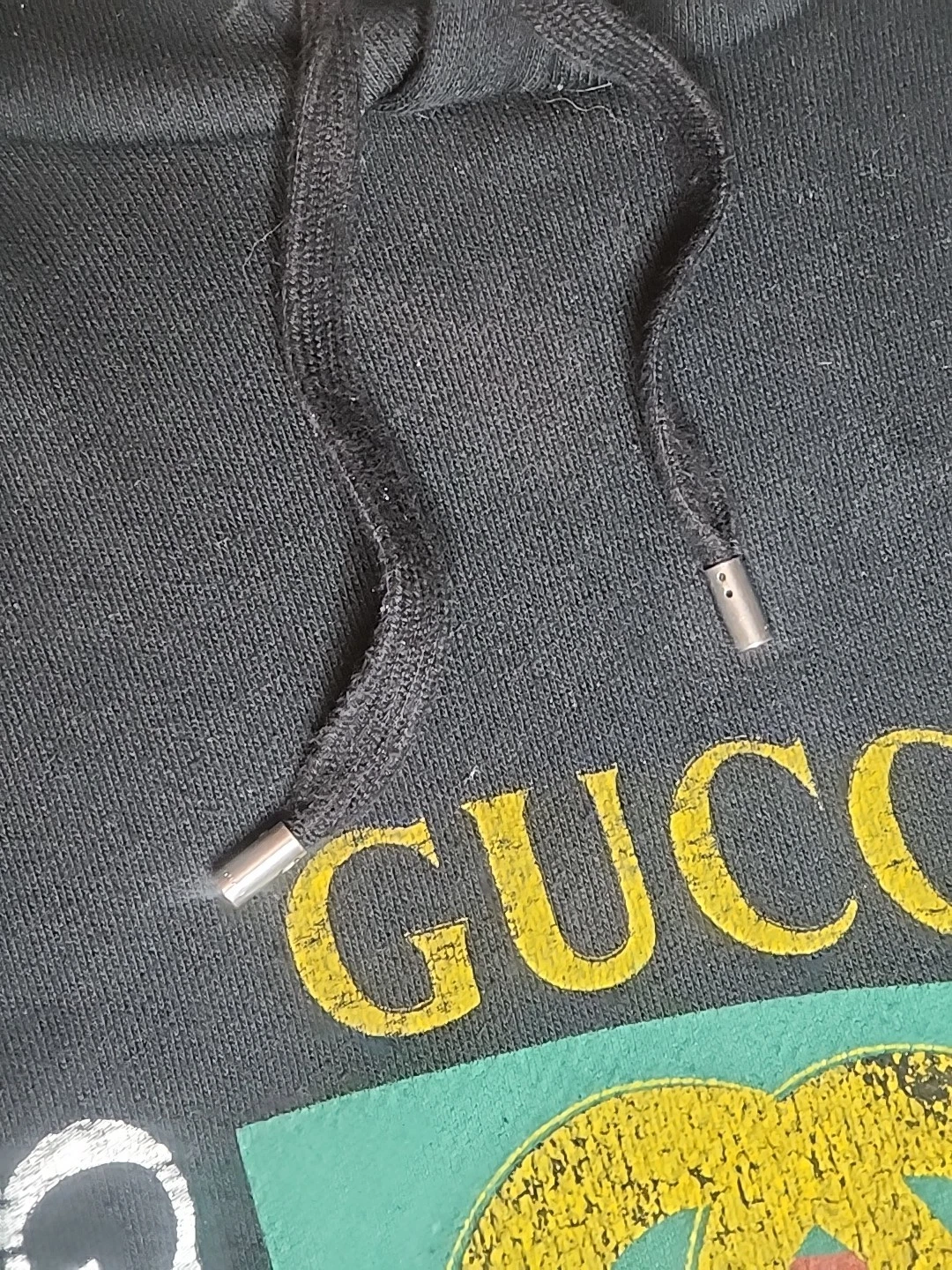 Autentica felpa con cappuccio GUCCI Vintage vecchia stampa logo nera taglia: XXXL