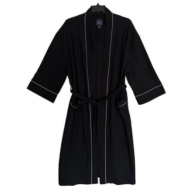 Majestic International Robe Men's XL/XXL Kimono Robe Knit Waffle Black NEW