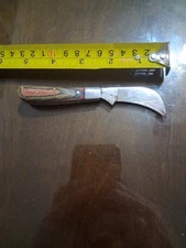 Vintage Sabre Pruning Pocket Knife Pakistan Wood Handle 