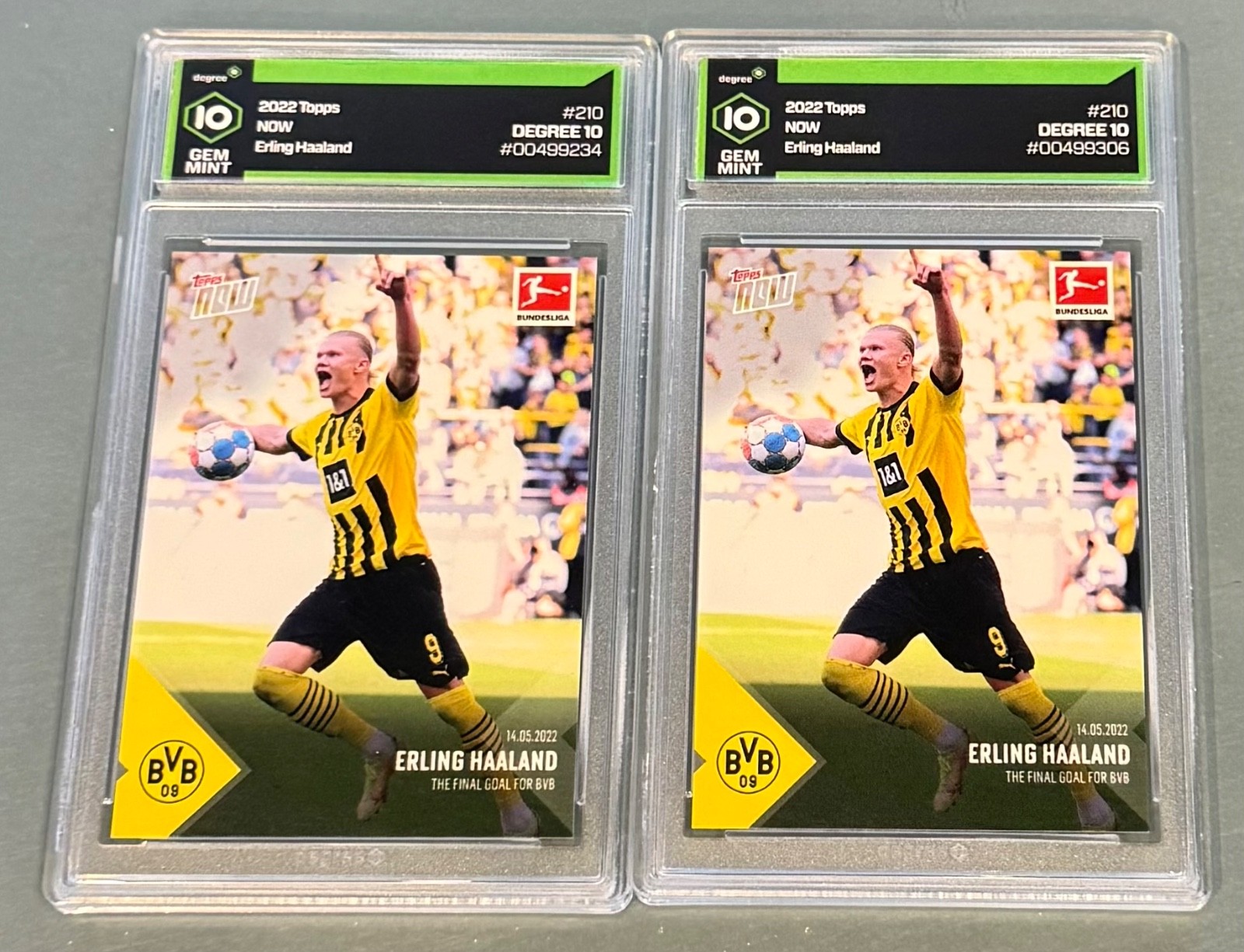 2022 TOPPS NOW BUNDESLIGA #210 ERLING HAALAND Final BVB Goal DEGREE 10 GEM MINT view 4