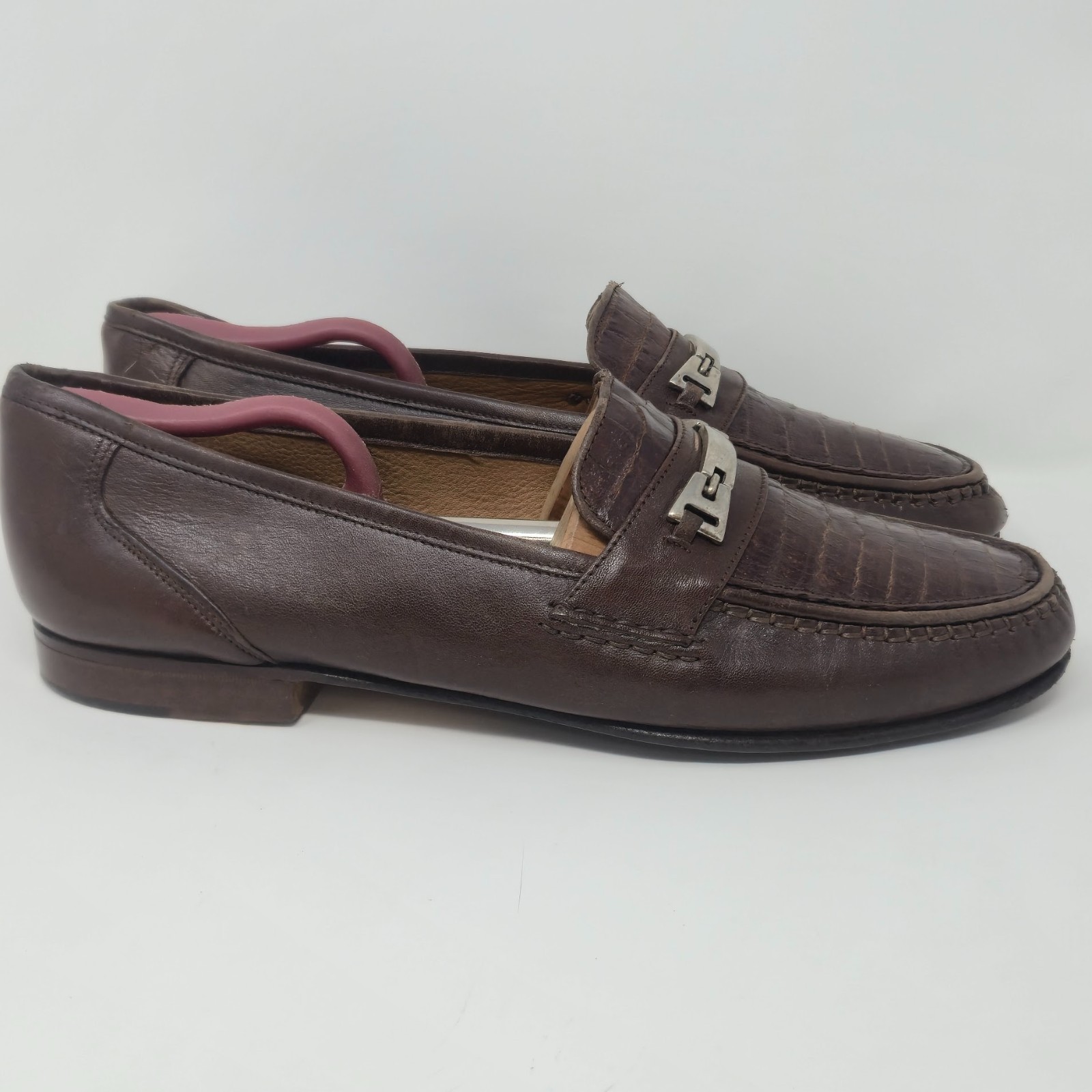 Bruno Magli Men's 11.5M Brown Genuine Alligator Bit Loafers Made in Italy image 3