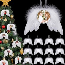 36 Pieces Angel Feather Wings Ornament Sublimation Ornament Blanks Set White Ang