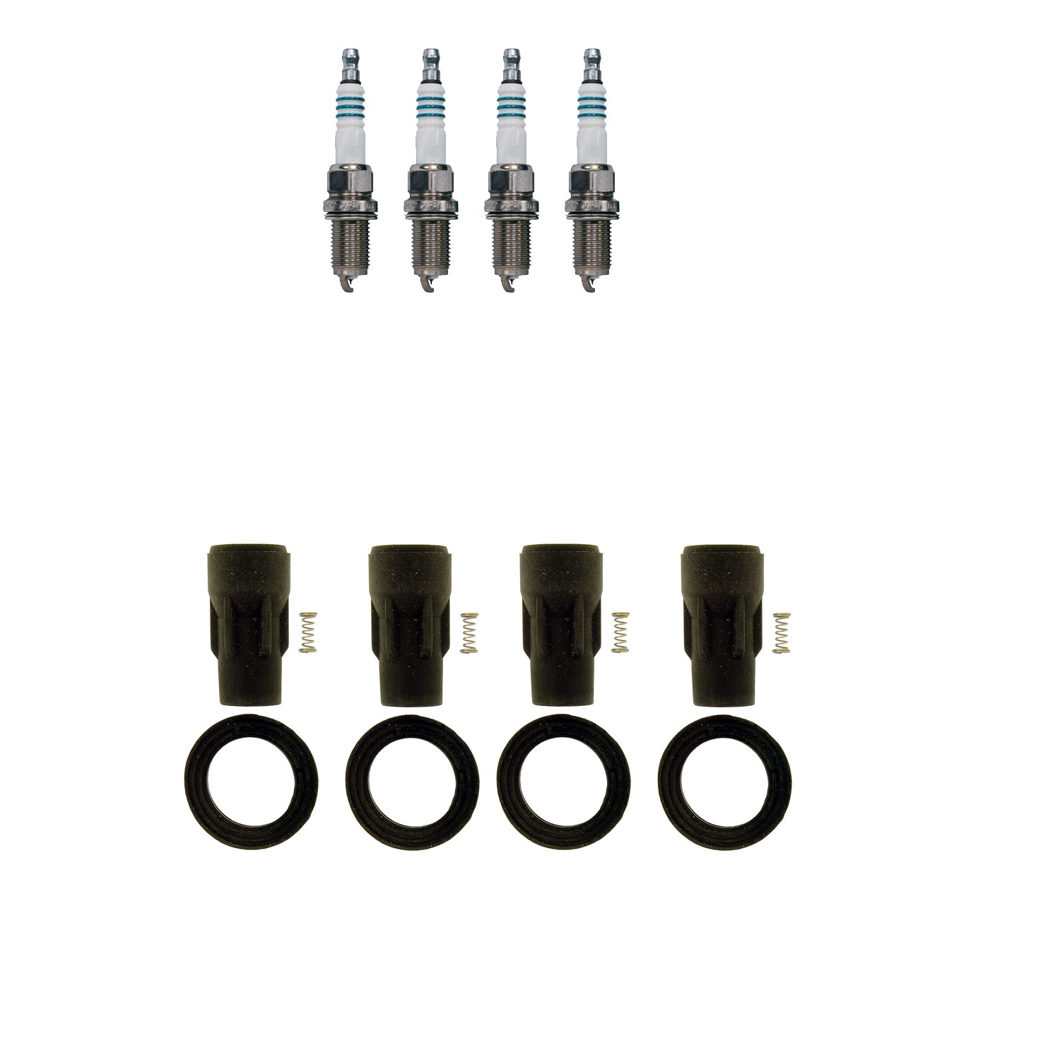 Denso 4 Iridium Power Plugs  NGK Ignition Coil Boots Kit for Chrysler 200 2.4L