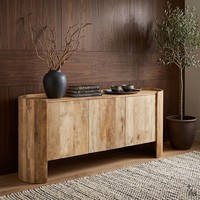 Sideboard 165 Cm Kommode Aus Mangoholz Mit 3 TüRen, Anrichte Massivholz Natur