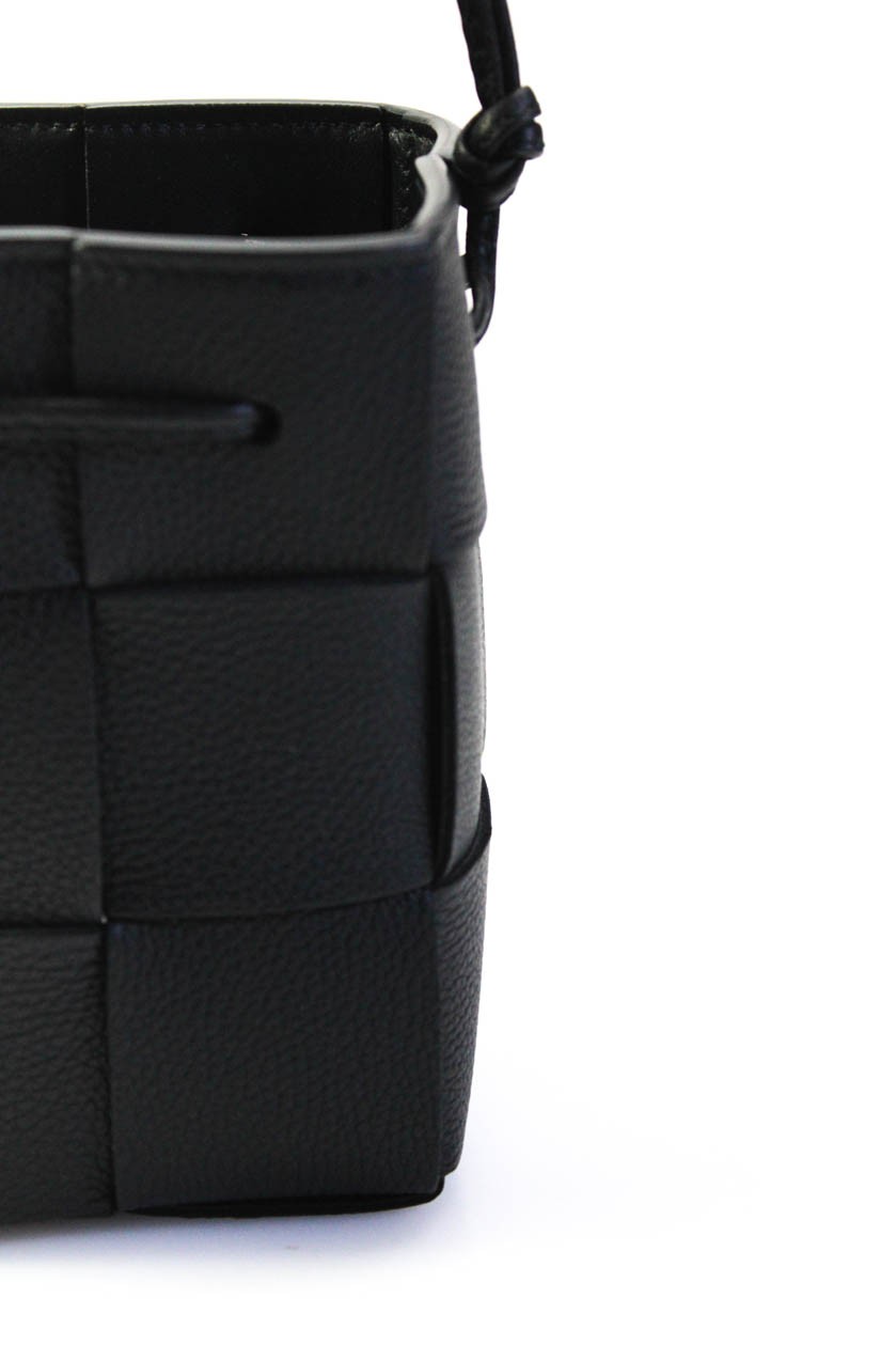 Bottega Veneta Women Mini Cassette Intrecciatto Leather Bucket Bag Handbag Black thumbnail 3