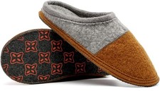 Men's Boiled Wool House Slippers Breathable Winter Warm Slip on Mules