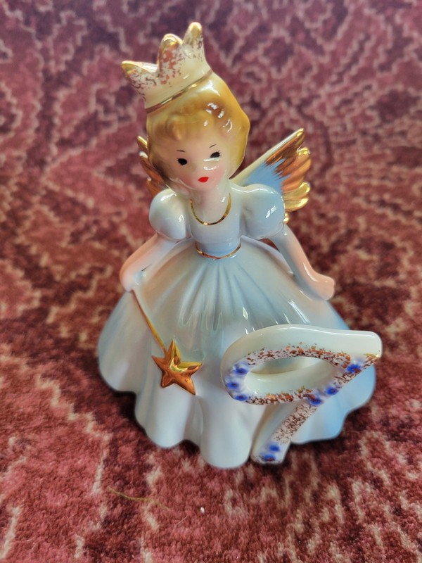 Vintage Japan Josef Originals Angel Girl Figurine Happy Birthday 9 Nine Year Old