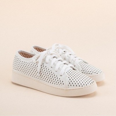   MI.IM Milo White Perforated Leather Sneakers Size 8.5  