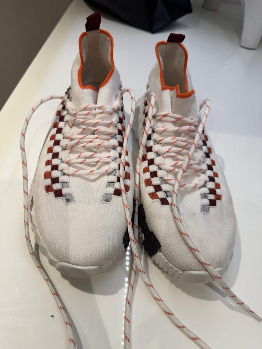 HERMES Flex slip-on sneaker white and orange | eBay