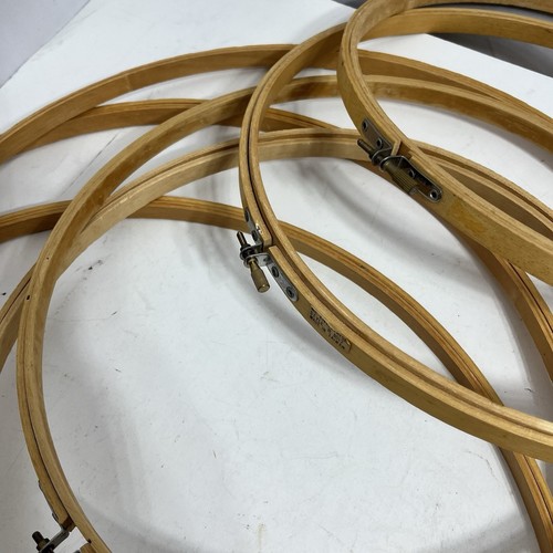 13 cerchi in legno vintage trapuntatura ricamo cucito da 8 a 16 in tondo ovale - Foto 6 di 9