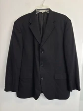 Geoffrey Beene Sport Coat Jacket Mens 44R Black Linen Blend Blazer 3-Button