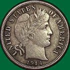 1914-S Barber Dime Extremely Fine XF Coin, Cleaning #43212