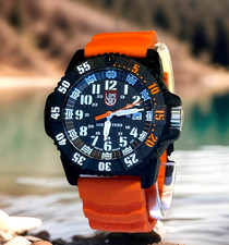 LUMINOX XS.3801.C Master Carbon SEAL 46 mm, Reloj de Buceo Militar, Correa Naranja