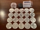 APMEX BIT COIN SILVER ROUNDS COINS .999 PURE 20 OUNCES TOTAL IN TUBE UNCIRCULATE