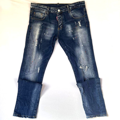 Dsquared2 Blue Classic Slim Jeans Size 54 Denim Distressed Pants Slim-Fit Frayed