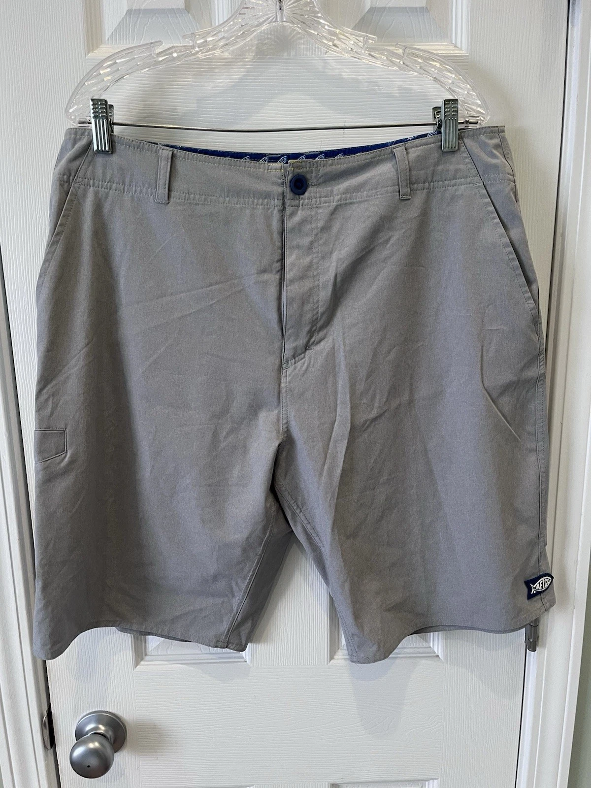 Aftco Shorts Mens 36 Aftec Gray Chino Performance Fishing Cargo Outdoor 10"