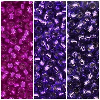 3-Color Set 72GM Miyuki Seed Beads Size 11/0 Magenta Muse Collection