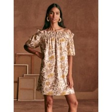 Sezane Rosita Off Shoulder Mini Dress in Miranda Sz. 40 (US 8)