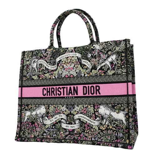 Christian Dior Book Tote Bag, Canvas, Black/Multicolor, Women's, O... GZl1i8ao