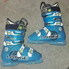 Lange Race RS 110 SC Ski Boots Size 26-26.5 preowned blue/teal Control Fit ALU6s