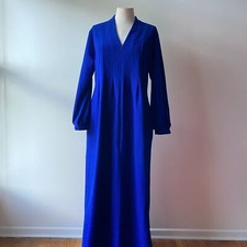 Vintage Blue Velour 70s Robe House Coat Size M