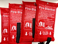 4 PACK FIRE BLANKET Fiberglass Cobra Emergency Home Retardant Prepared 40''x40''
