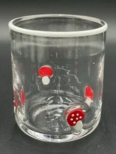 Anthropologie Fall Feels Icon Juice Glass Cup 17 Oz Mushroom Red/White New