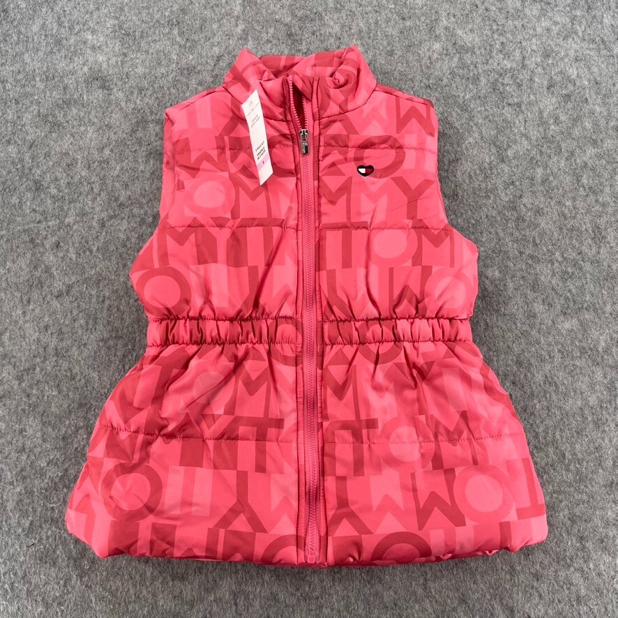 Tommy Hilfiger Girls Pink Puffer Vest Jacket Size 6 Brand New
