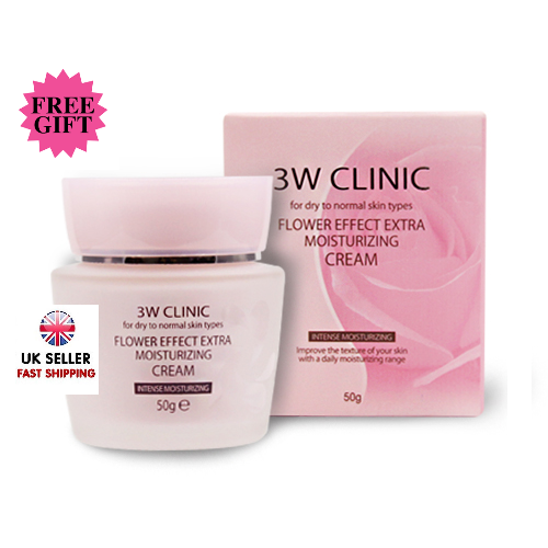 3W CLINIC Flower Effect Extra Moisturising Cream 50 g FREE GIFT* Korean Cosmetic