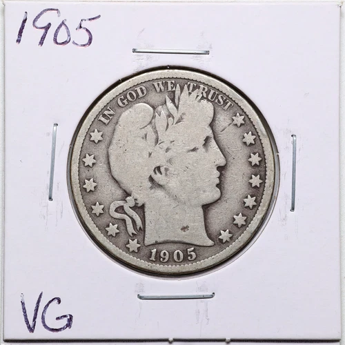 1905 50C Barber Liberty Head Half Dollar in VG Condition #5102