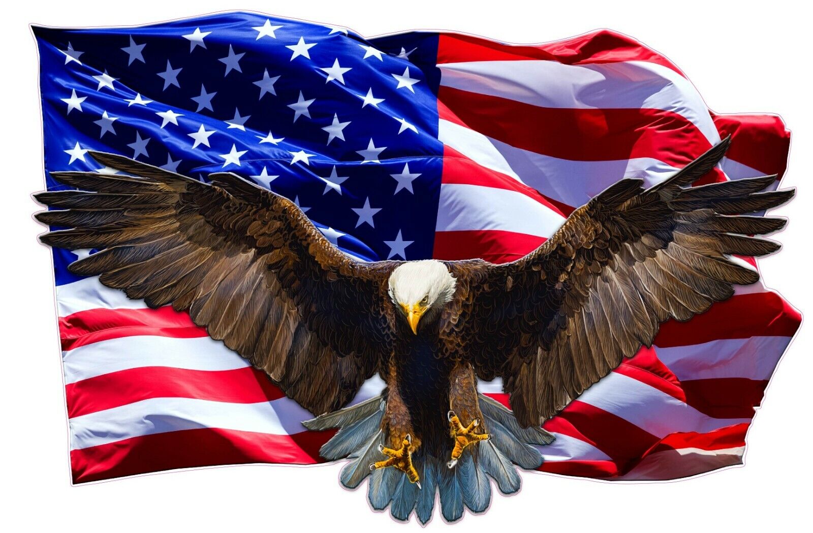 Soaring Bald Eagle American Flag Decal X Large 48" 